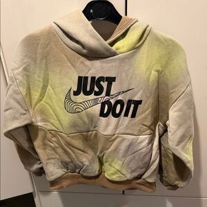 Kids Nike Tan and Yellow Just Do It Hoodie